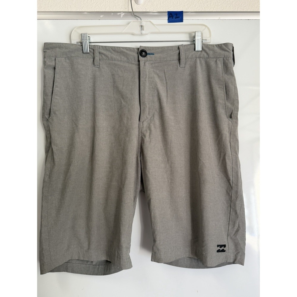 Billabong Men's Gray Heather Shorts Iconic Wave Logo Lightweight Casual 36